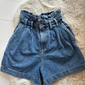 ZARA high waisted paper bag denim shorts.